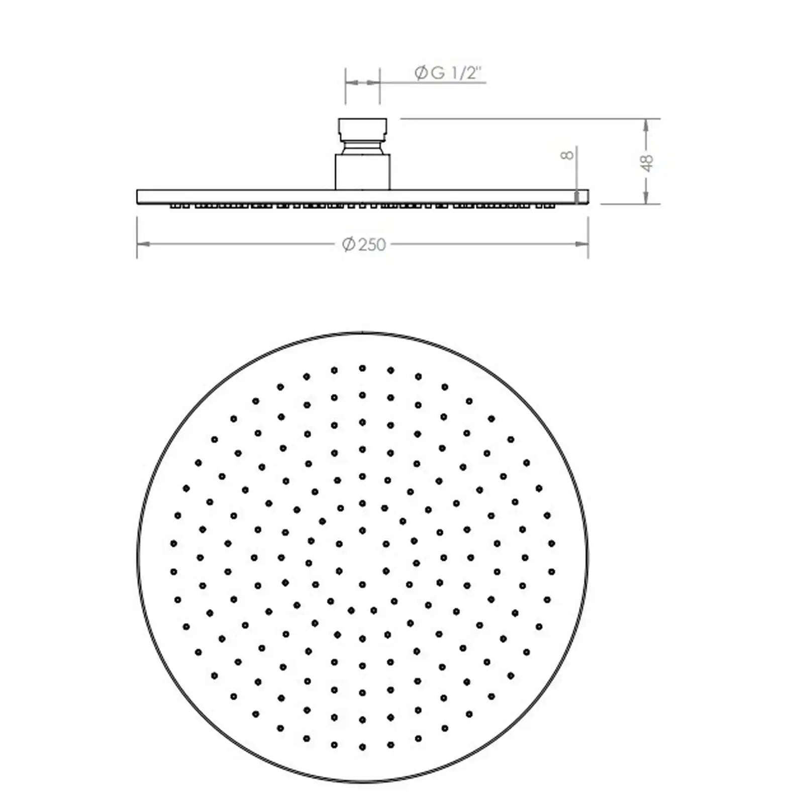 Abacus ISO PRO Fixed Round Shower Head with 3 Outlet Shower Valve, Wall Arm, Bath Spout & Handset