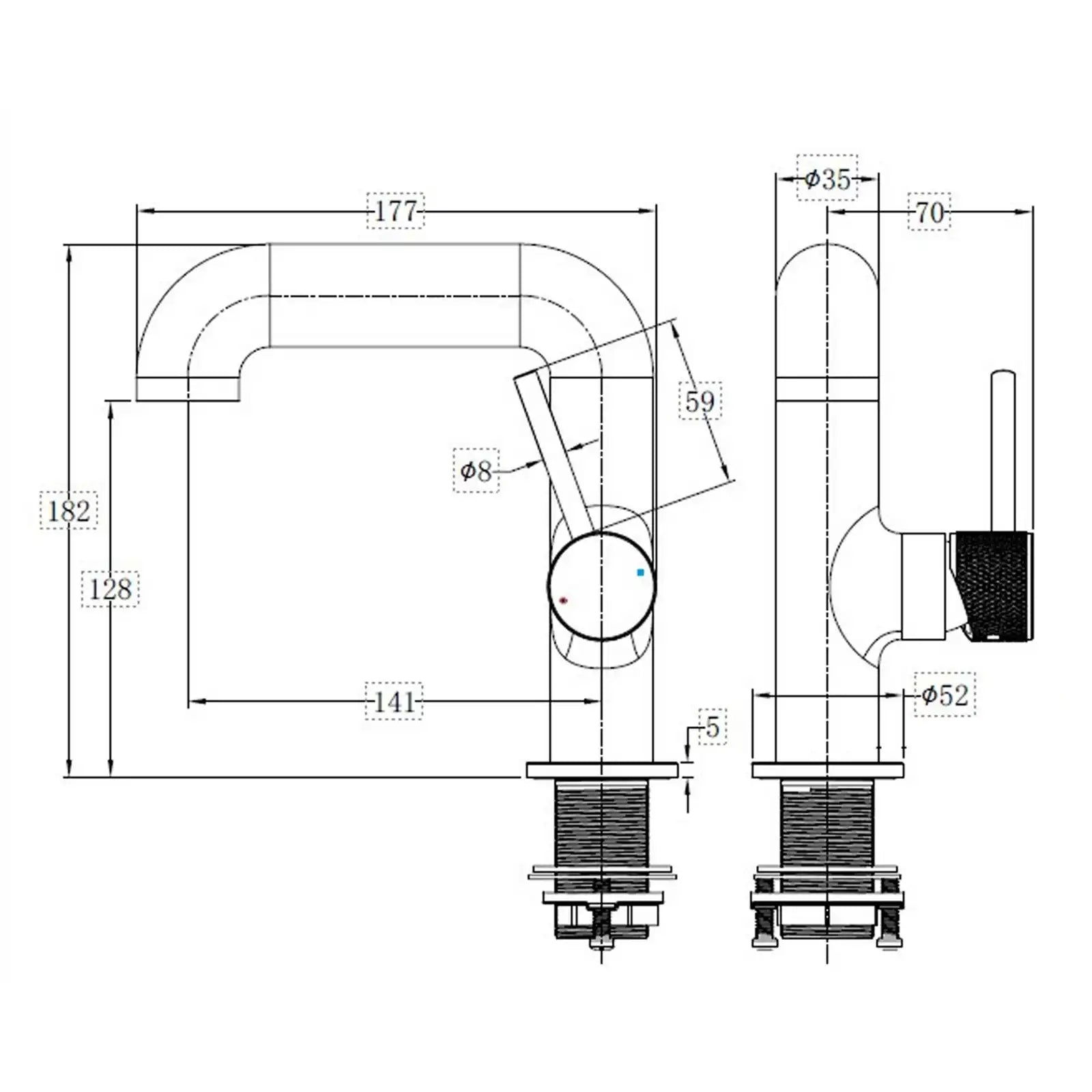 Abacus ISO PRO Mono Basin Mixer Tap Side Handle