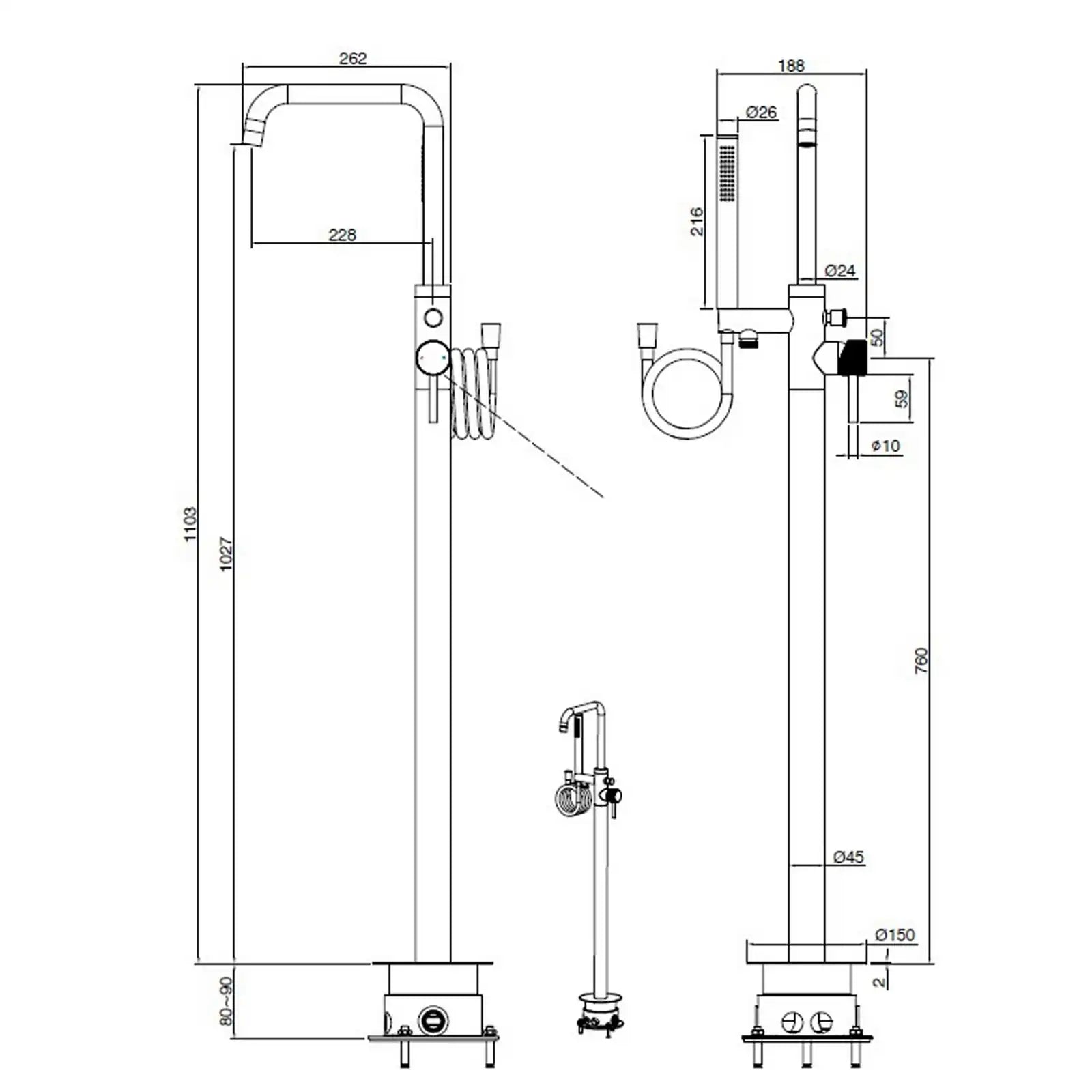 Abacus ISO PRO Freestanding Bath Shower Mixer Tap