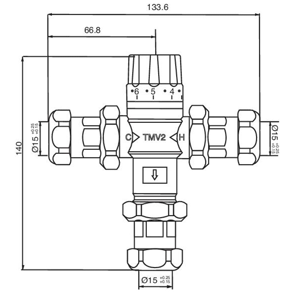Deva Chrome 15mm Thermostatic Blending Valve TBV008