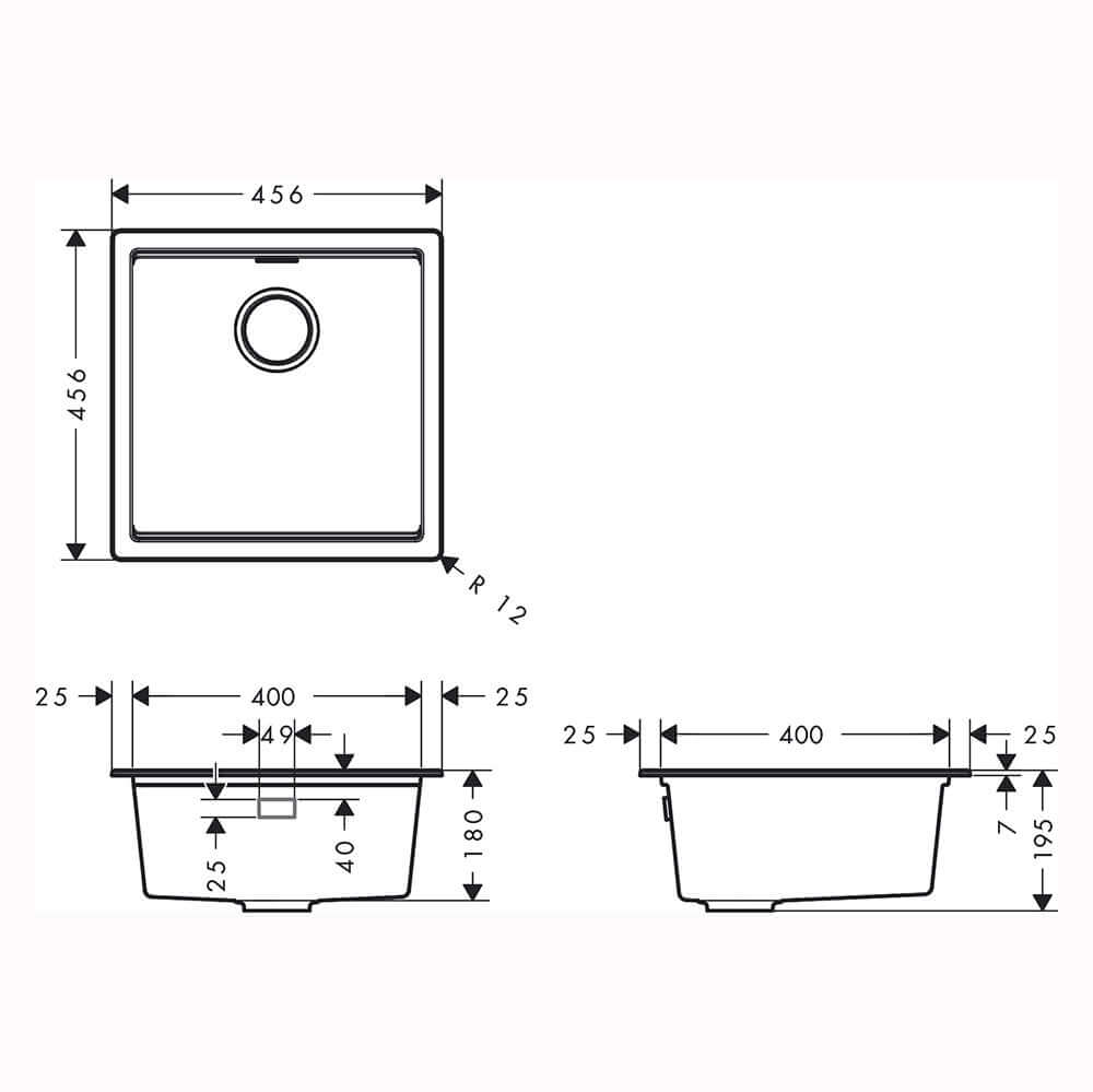 Hansgrohe S530-U400 1.0 Bowl Undermount Kitchen Sink With Manual Drain Kit