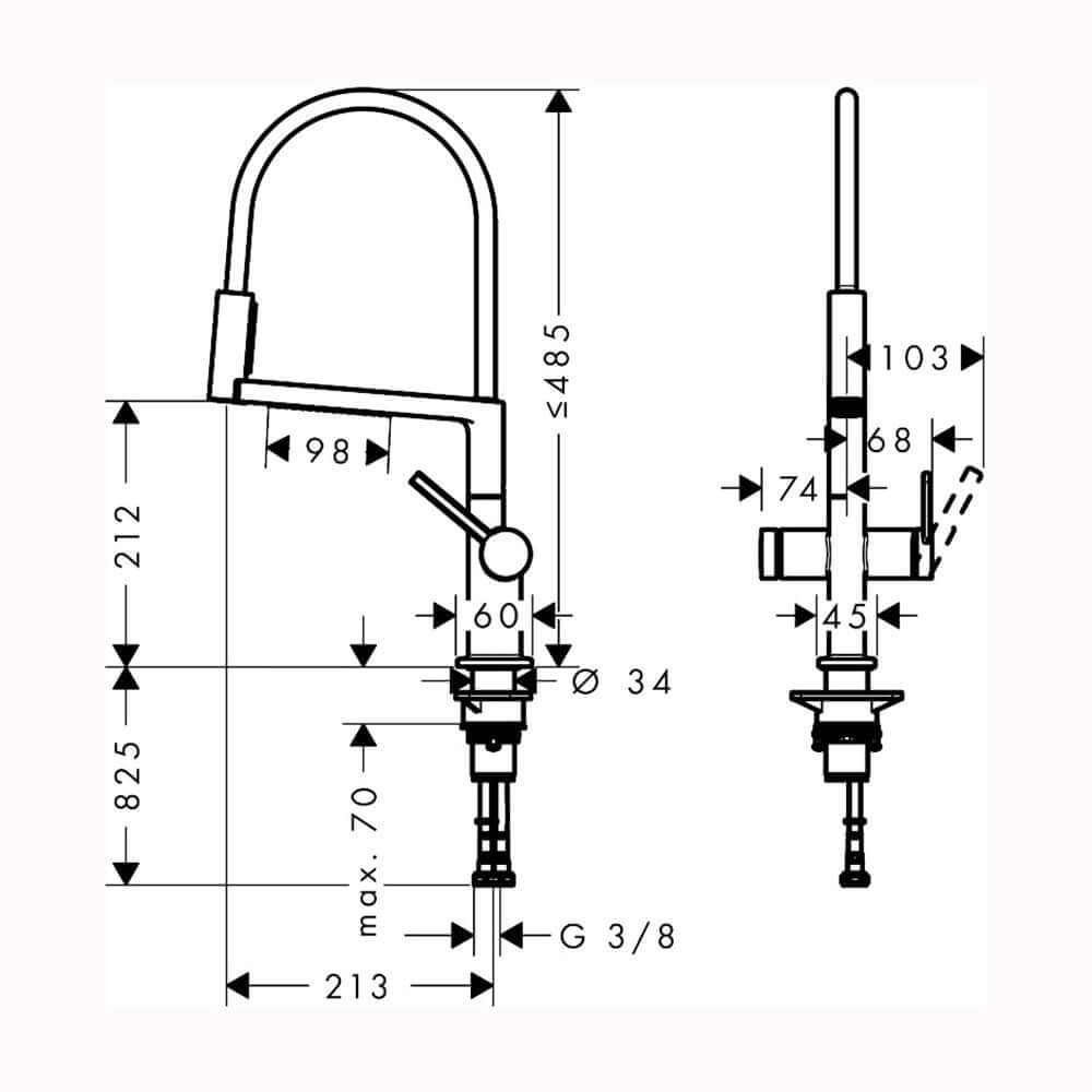 Hansgrohe Talis Select M54 3 Jet Powder Spray Single Lever Kitchen Sink Mixer Tap
