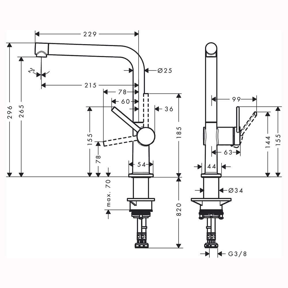 Hansgrohe Talis M54 Brushed Black Chrome 270 1 Jet Single Lever Kitchen Sink Mixer Tap 72840340