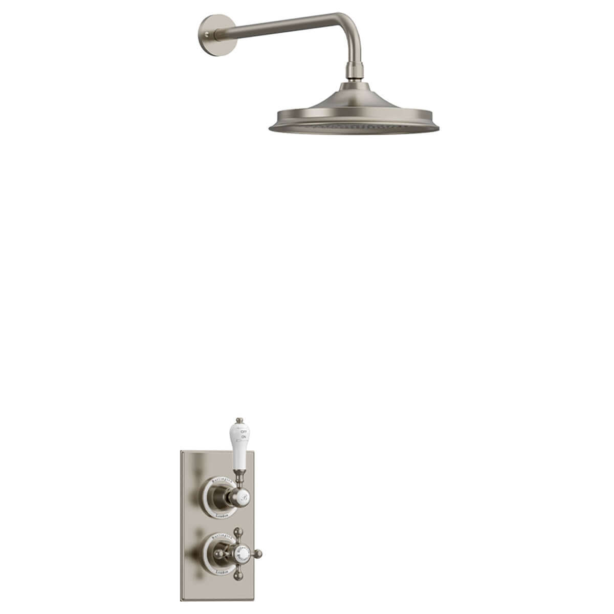 Burlington Trent Thermostatic Single Outlet Concealed Shower Valve & Fixed Shower Arm with Rose