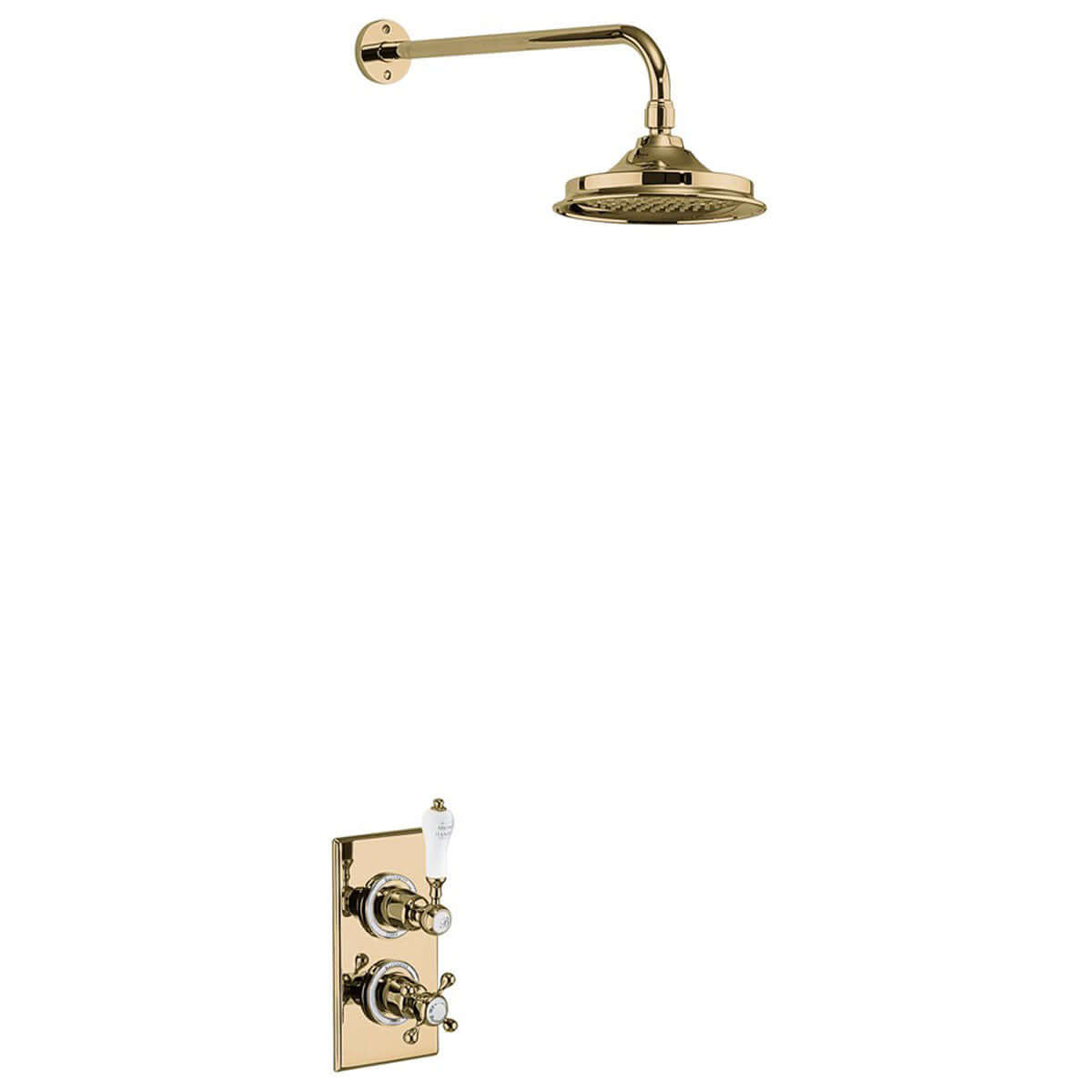 Burlington Trent Thermostatic Single Outlet Concealed Shower Valve & Fixed Shower Arm with Rose