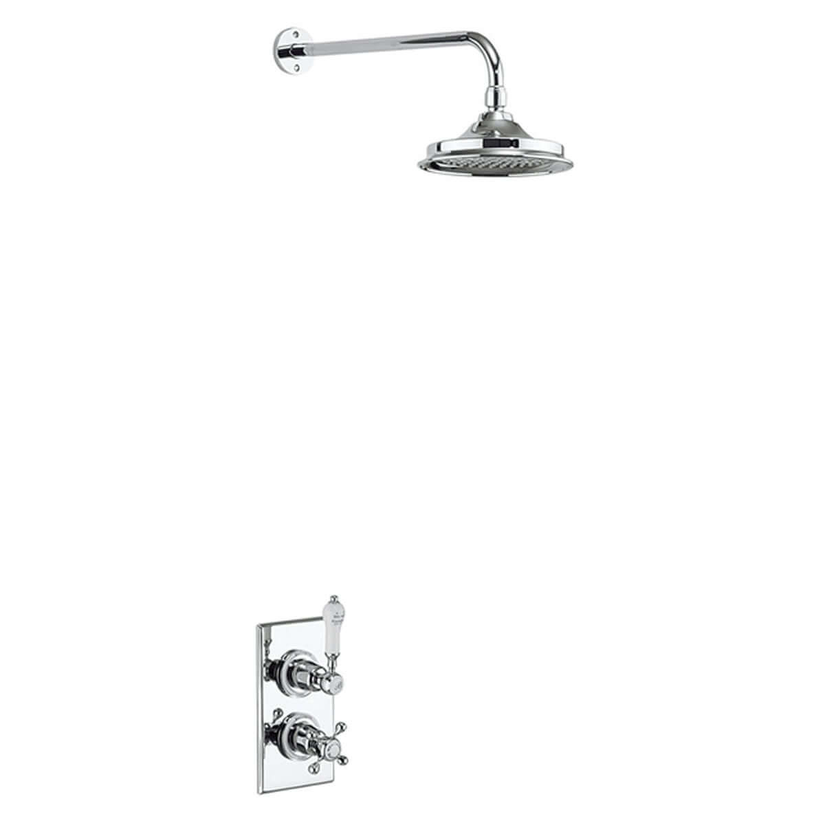 Burlington Trent Thermostatic Single Outlet Concealed Shower Valve & Fixed Shower Arm with Rose
