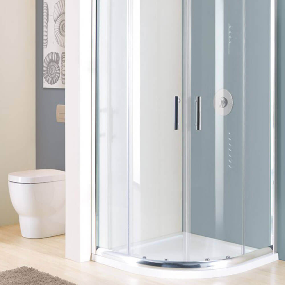 MX White Stone Resin Offset Quadrant Shower Tray LH 1000 x 800mm TOS