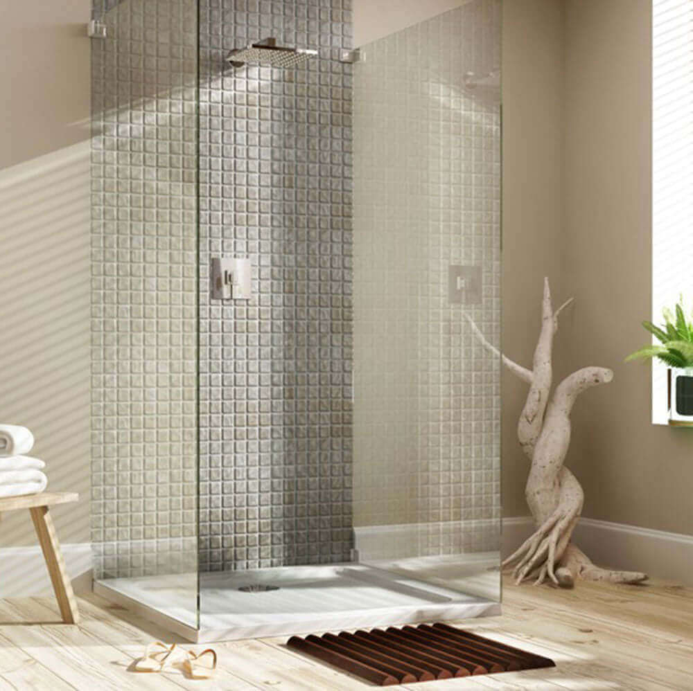 MX White Stone Resin Offset Quadrant Shower Tray LH 1000 x 800mm TOS