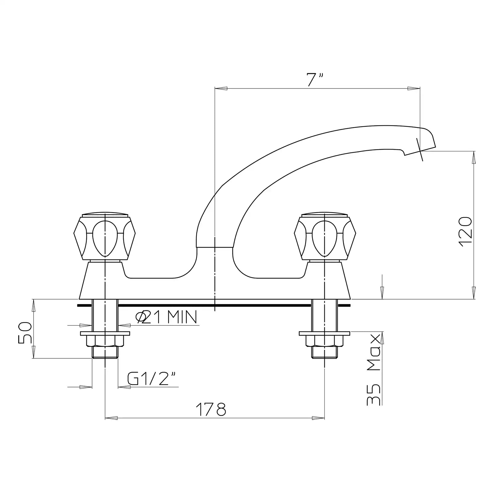 Paini Deck Chrome Sink Mixer Tap TPCR569E7PDK