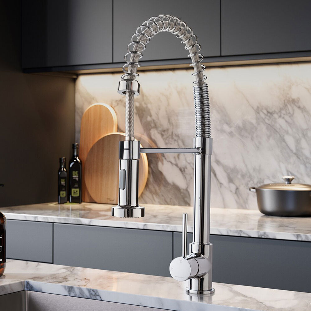 Rangemaster Pro Spray Chrome Single Lever Pull-Out Kitchen Tap - TPROSLPOCM/