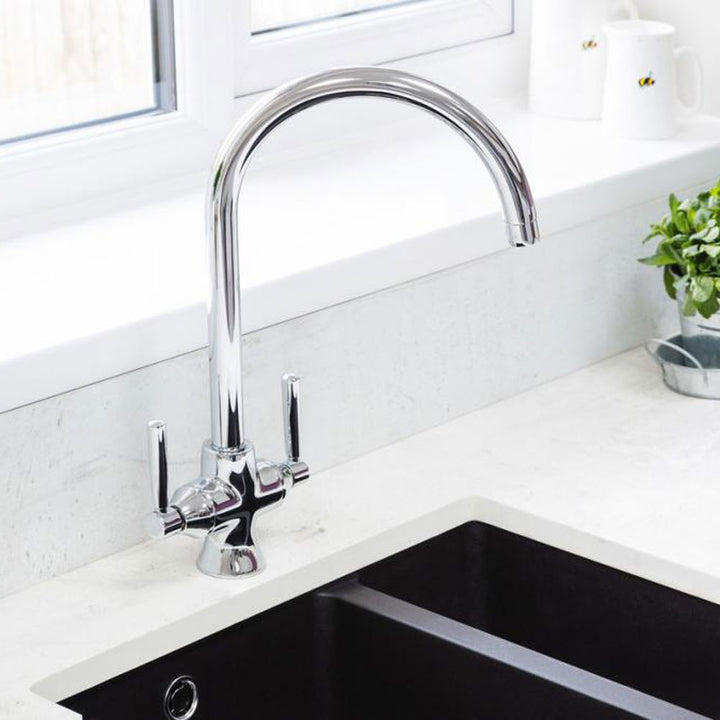 Rangemaster Cruciform Chrome Twin Liver Kitchen Sink Filter Tap