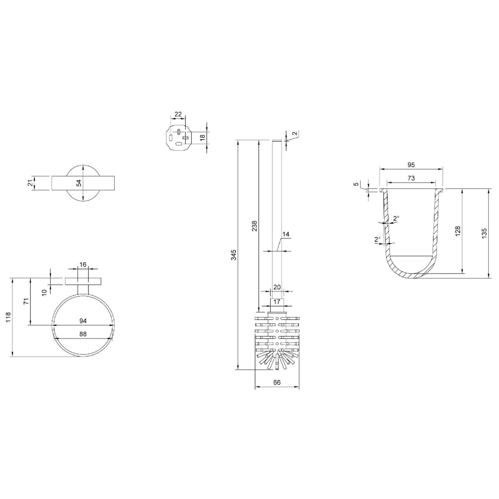 Villeroy & Boch Elements Tender Frosted Glass Wall Mounted Toilet Brush Set