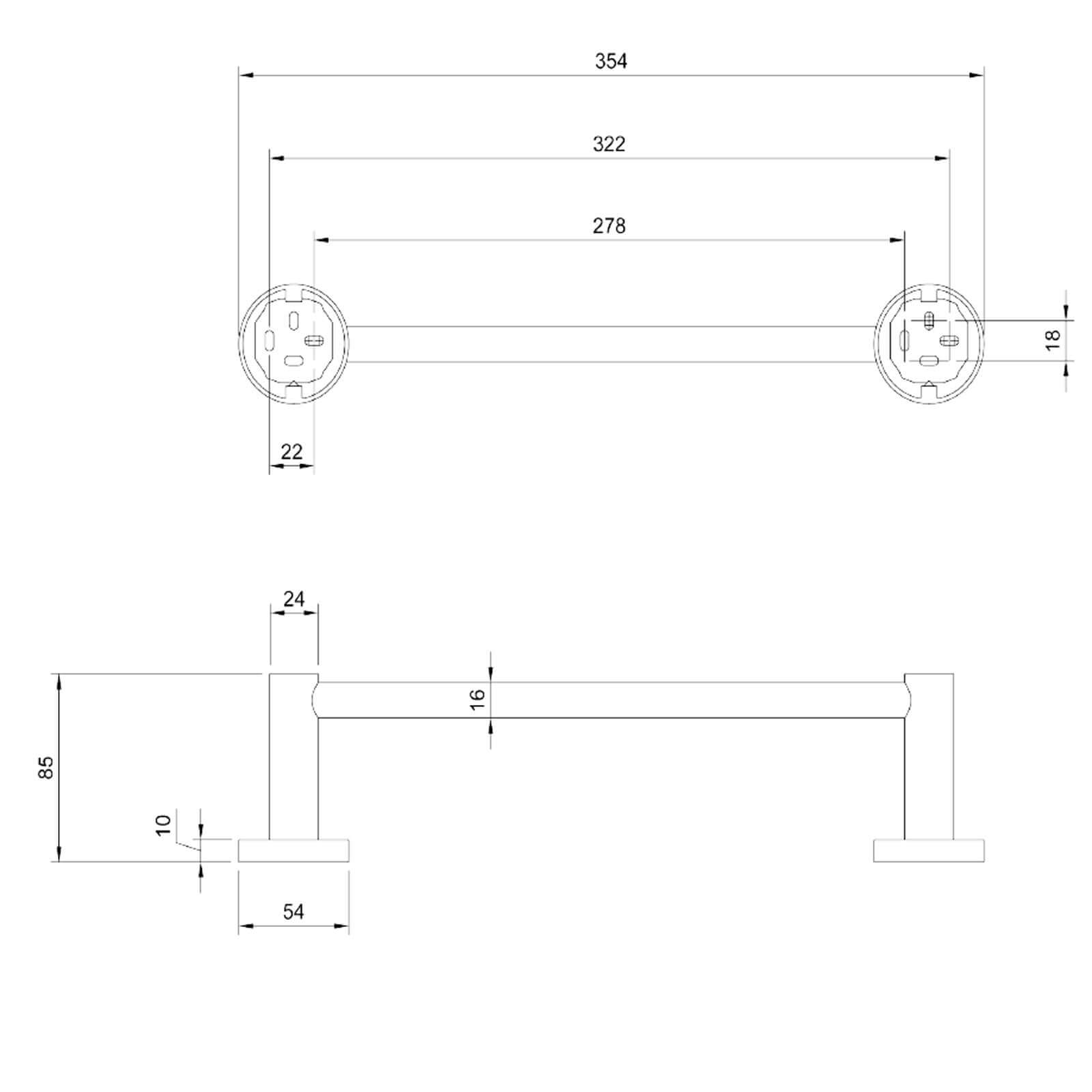 Villeroy & Boch Elements Tender Straight Towel Bar 366mm