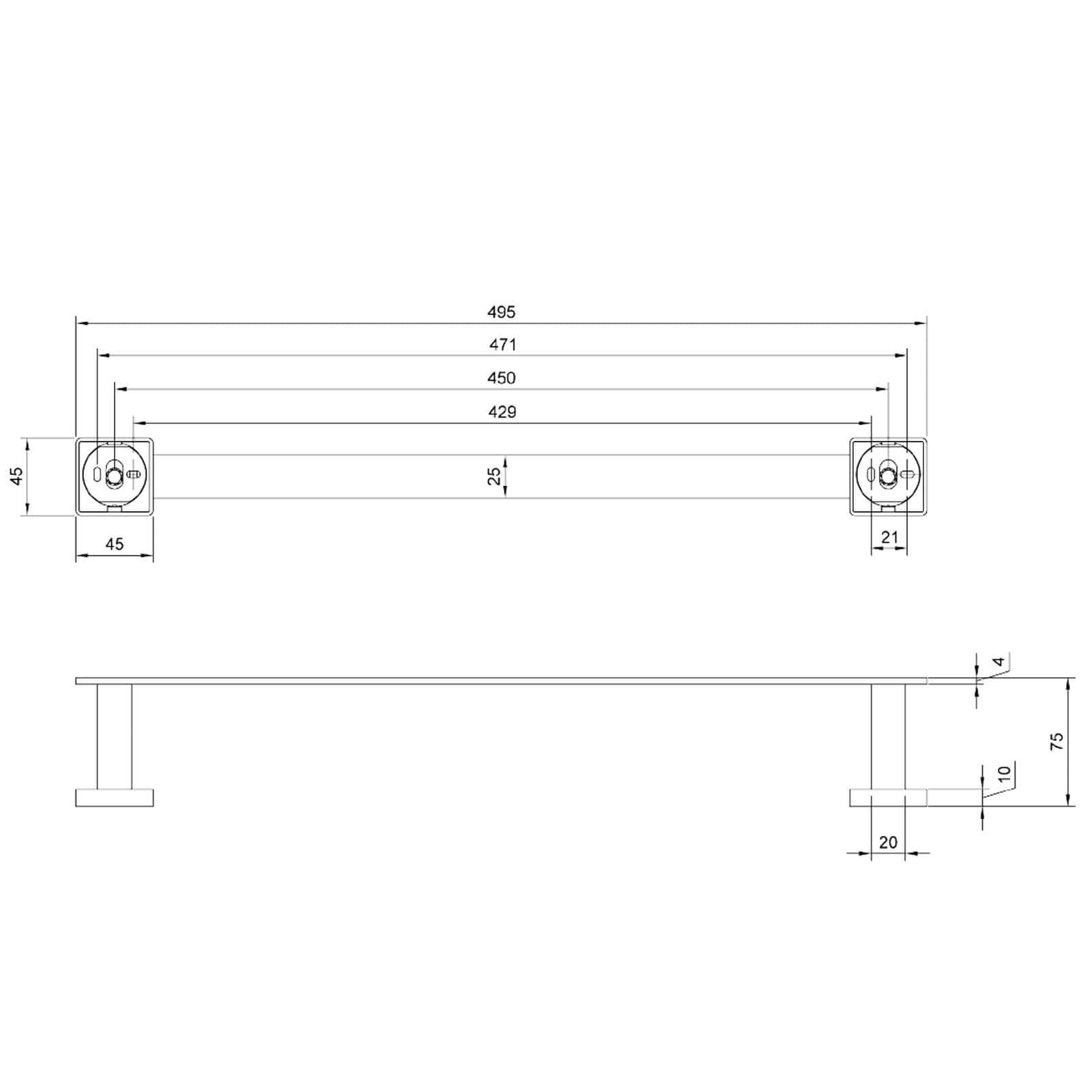 Villeroy & Boch Elements Striking Straight Towel Rail