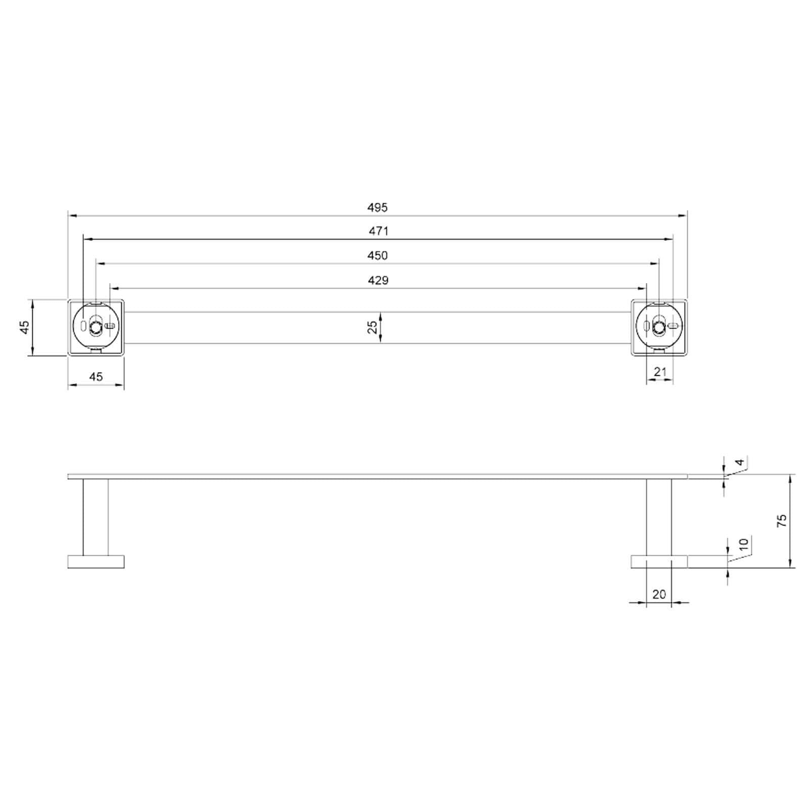 Villeroy & Boch Elements Striking Brushed Nickel Matt Straight Towel Rail