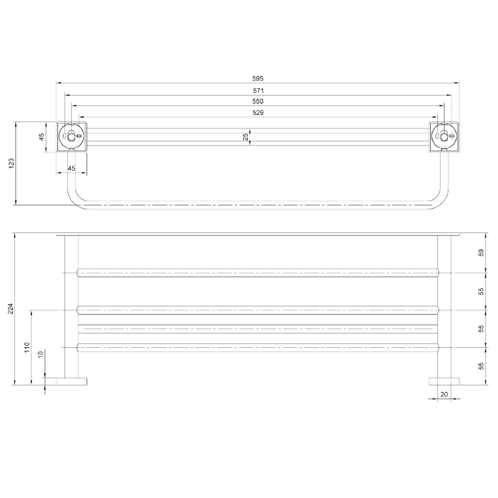Villeroy & Boch Elements Striking Brushed Nickel Matt Towel Rack 595mm