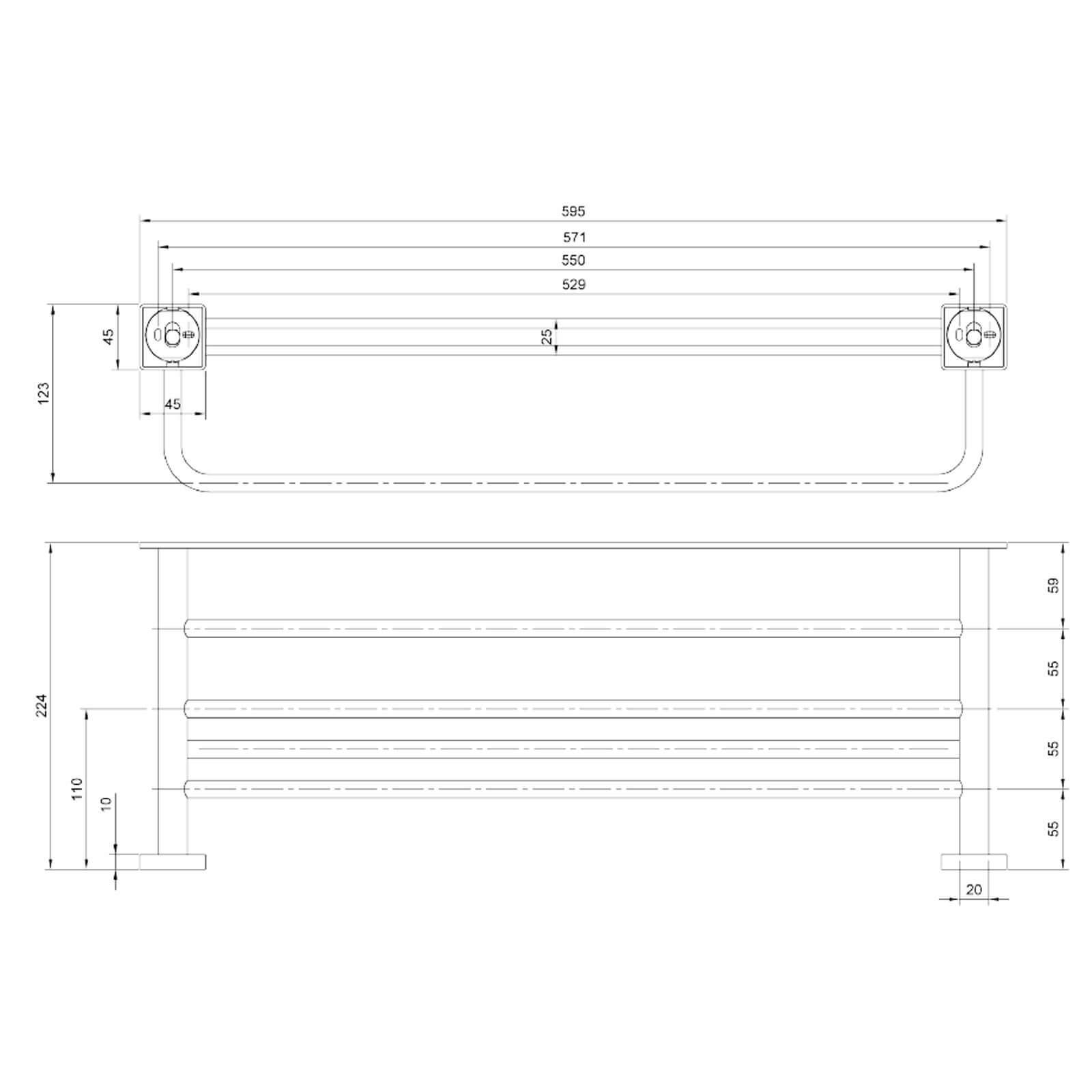 Villeroy & Boch Elements Striking Towel Rack 595mm