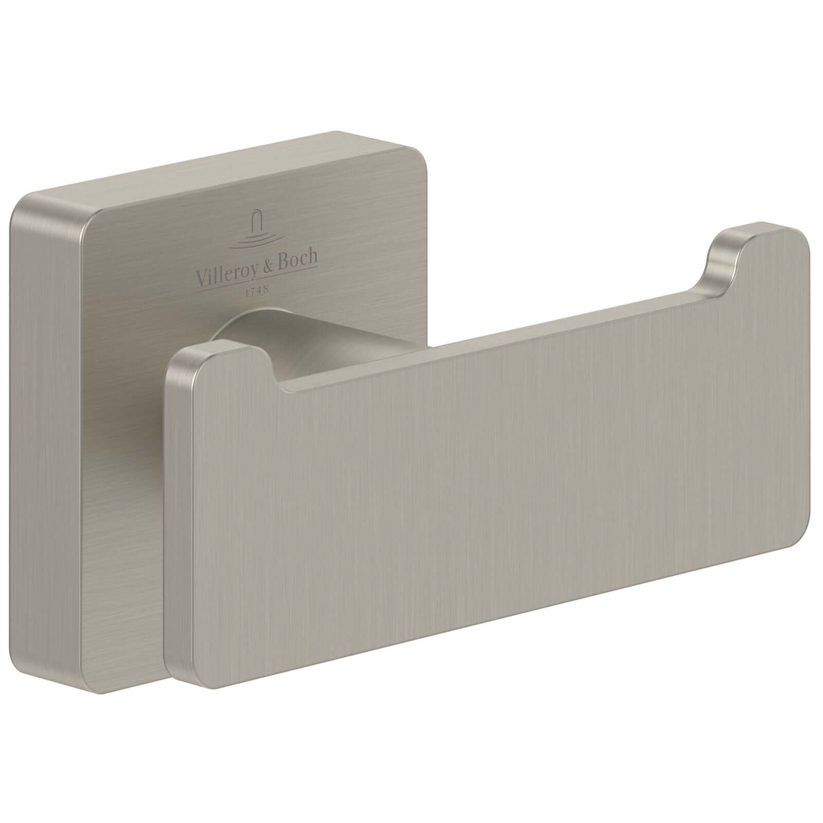 Villeroy & Boch Elements Striking Brushed Nickel Matt Double Towel and Robe Hook