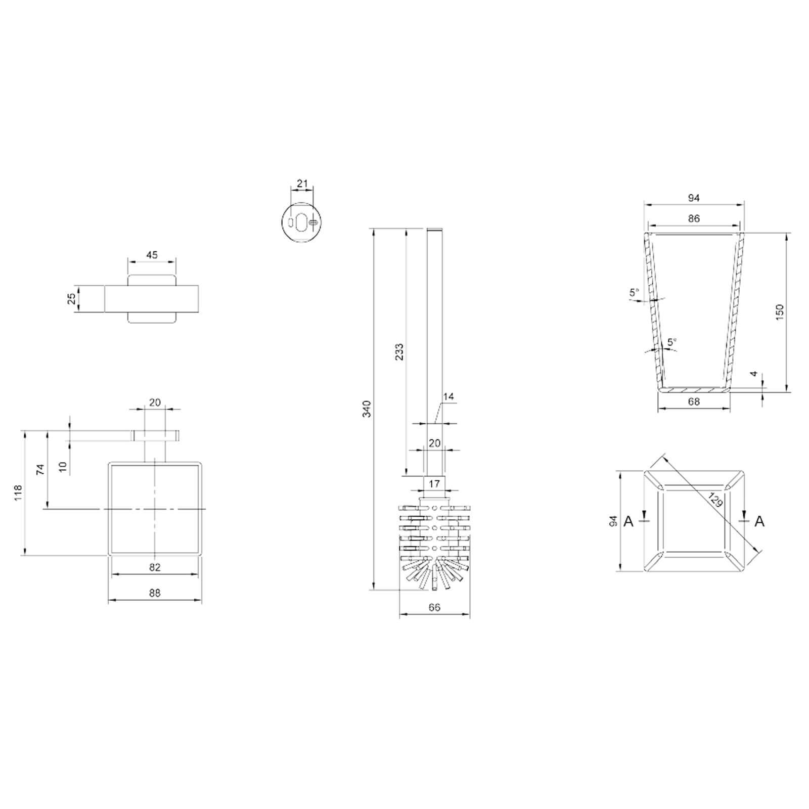 Villeroy & Boch Elements Striking Wall Mounted Toilet Brush and Holder