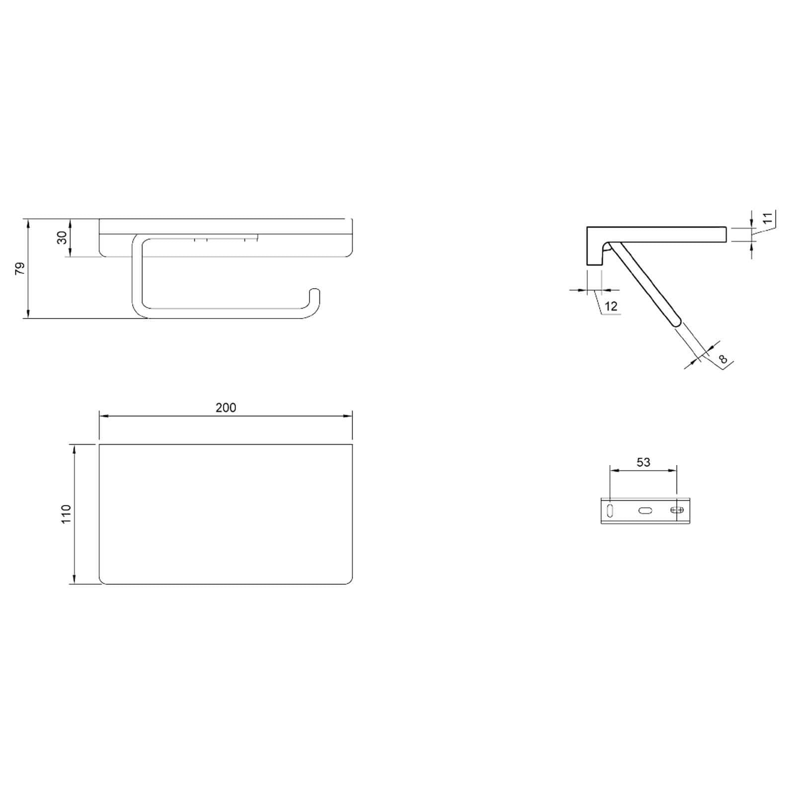 Villeroy & Boch Elements Striking Chrome Toilet Roll Holder with Shelf