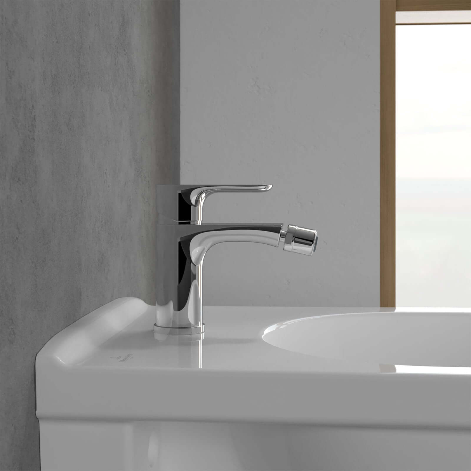 Villeroy & Boch O.novo Chrome Single Lever Bidet Mixer Tap