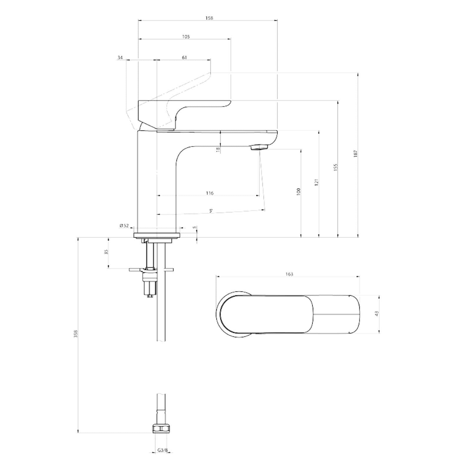 Villeroy & Boch O.novo Chrome Single Lever Basin Mixer Tap Without waste