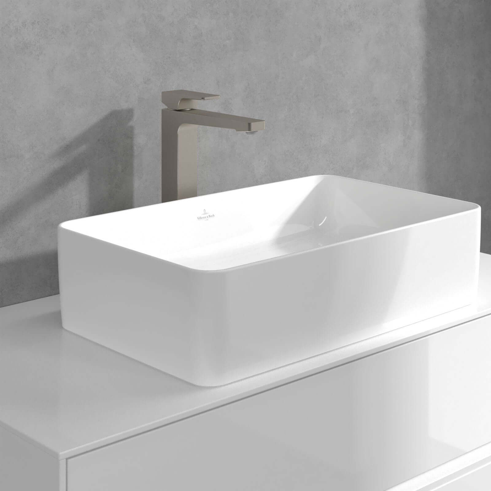 Villeroy & Boch Architectura Square Tall Single Lever Basin Mixer Tap with Push Open Waste