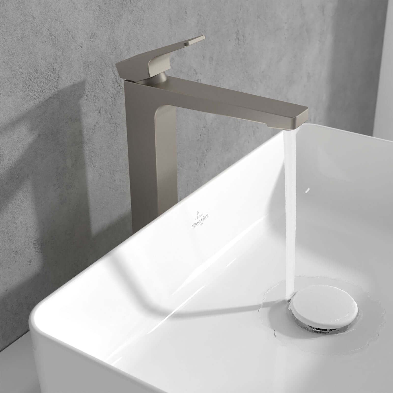 Villeroy & Boch Architectura Square Tall Single Lever Basin Mixer Tap with Push Open Waste
