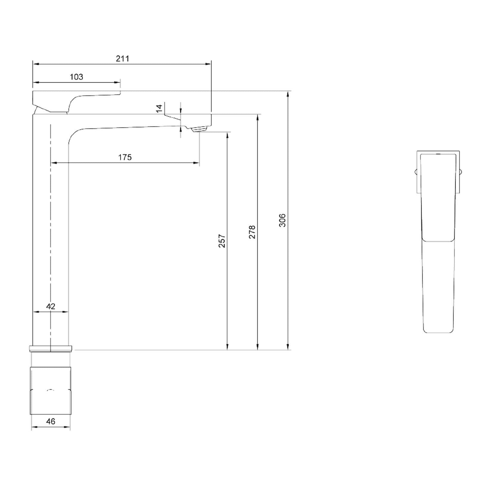 Villeroy & Boch Architectura Square Tall Single Lever Basin Mixer Tap with Push Open Waste