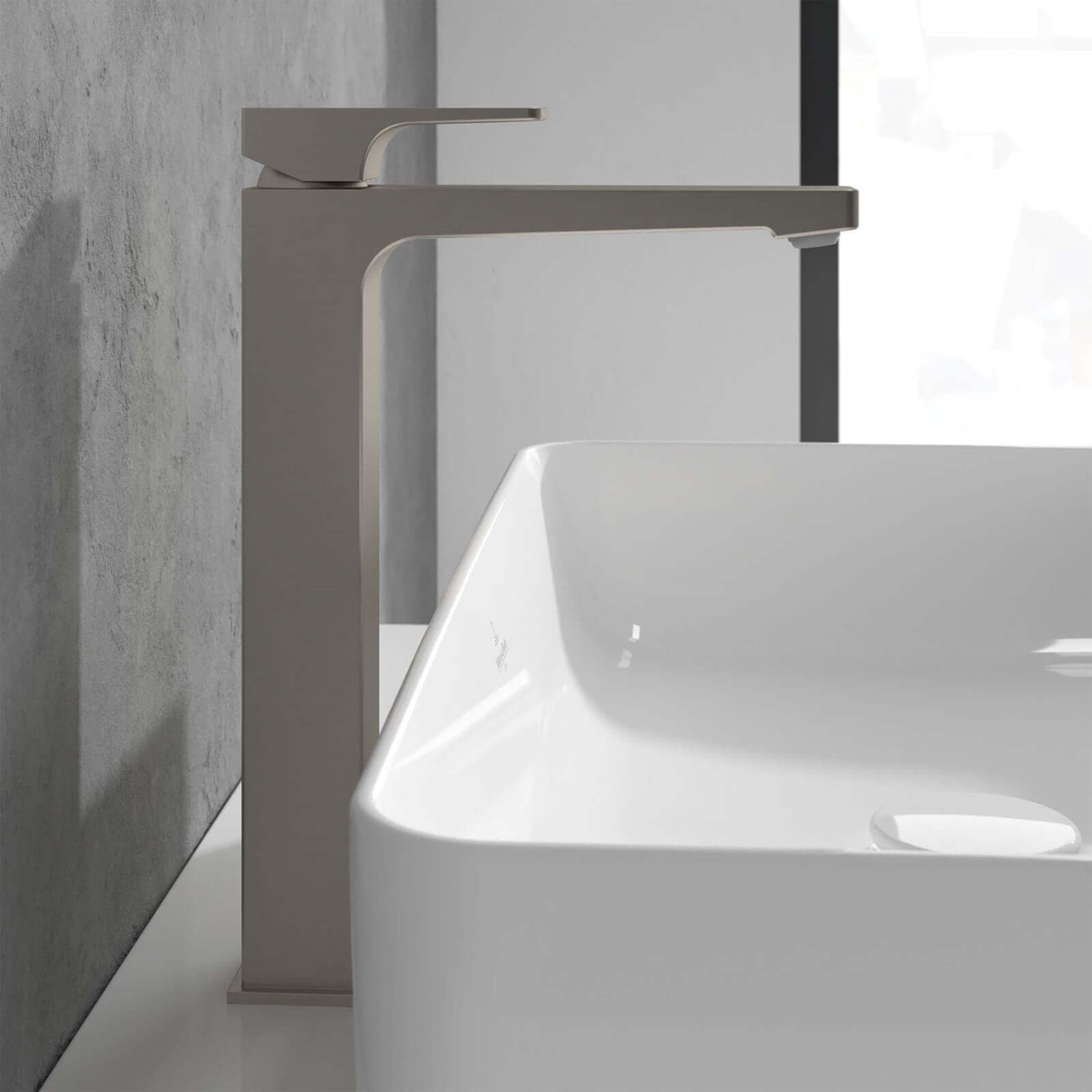 Villeroy & Boch Architectura Square Tall Single Lever Basin Mixer Tap with Push Open Waste