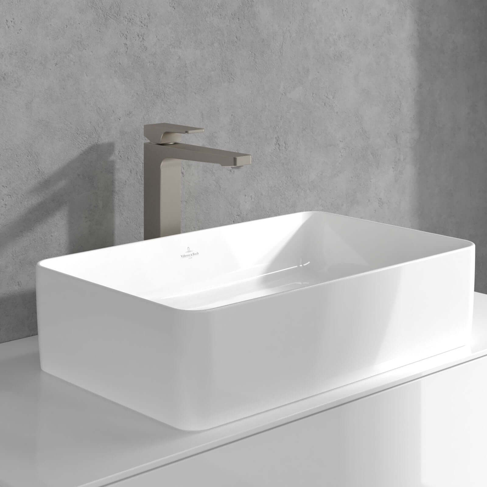 Villeroy & Boch Architectura Square Tall Single Lever Basin Mixer Tap with Push Open Waste