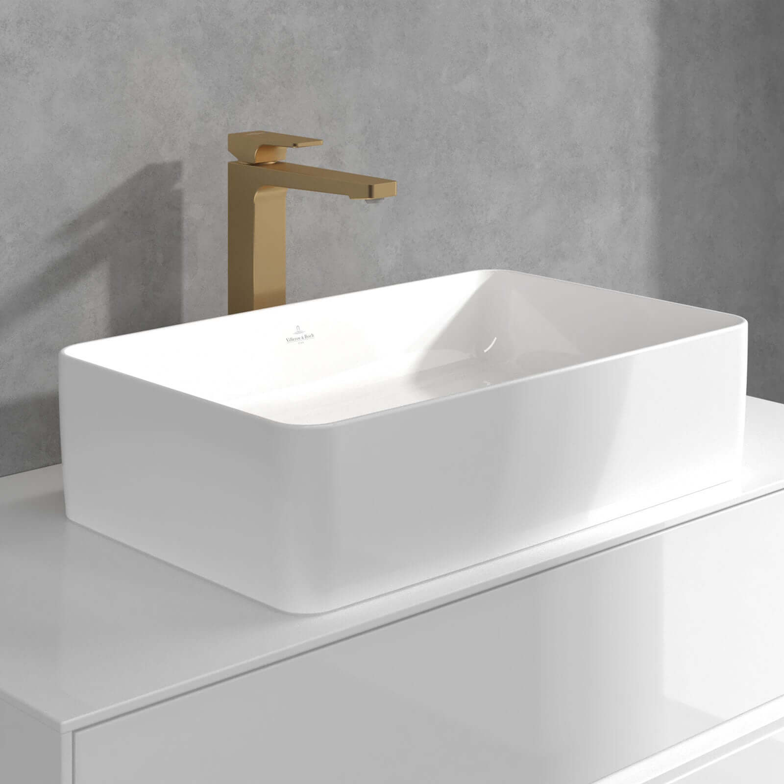 Villeroy & Boch Architectura Square Tall Single Lever Basin Mixer Tap with Push Open Waste