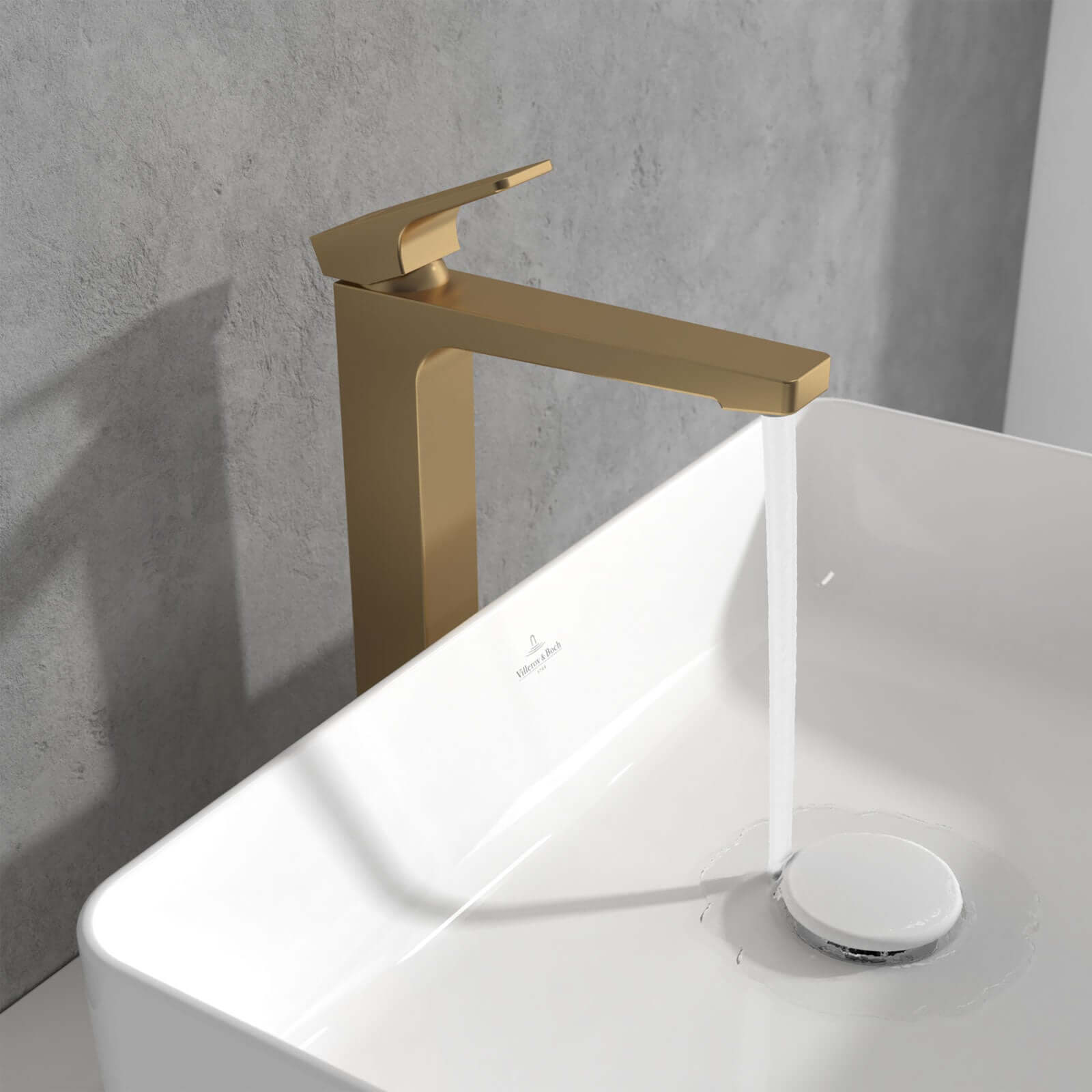Villeroy & Boch Architectura Square Tall Single Lever Basin Mixer Tap with Push Open Waste