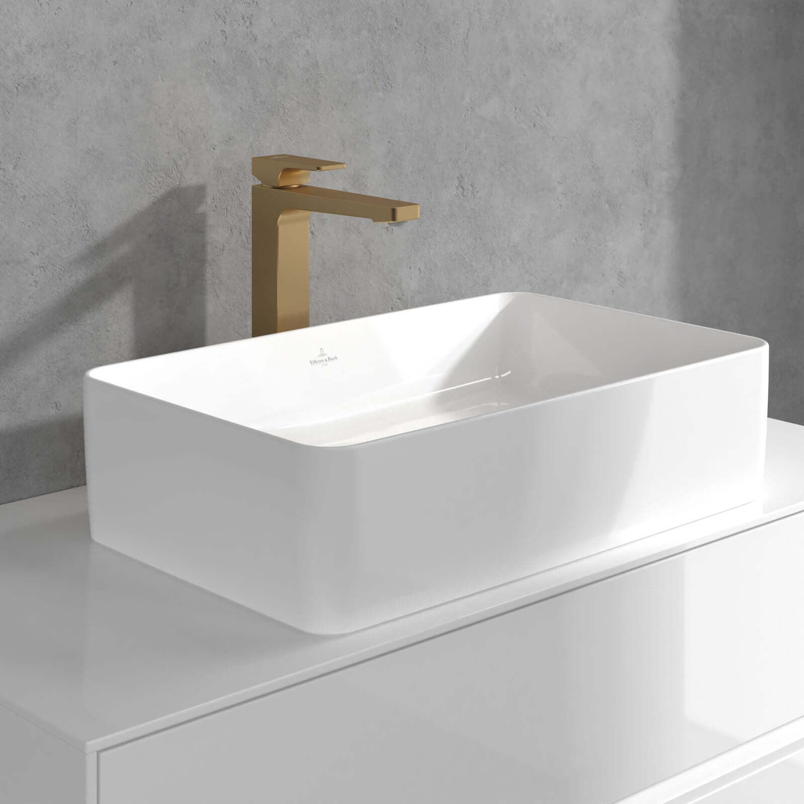 Villeroy & Boch Architectura Square Tall Single Lever Basin Mixer Tap with Push Open Waste