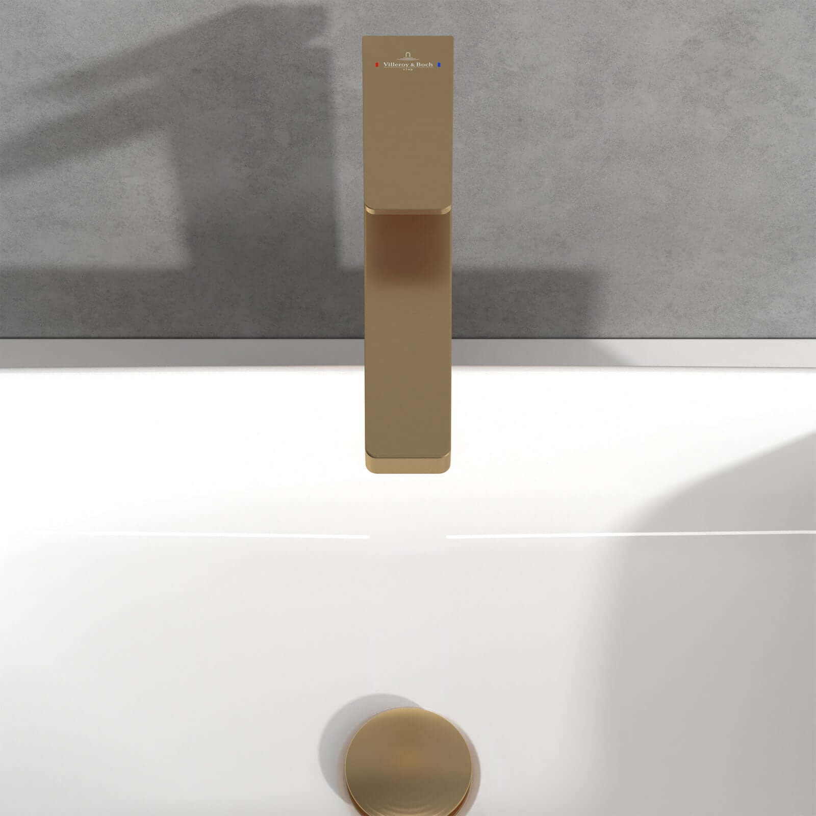 Villeroy & Boch Architectura Square Tall Single Lever Basin Mixer Tap with Push Open Waste