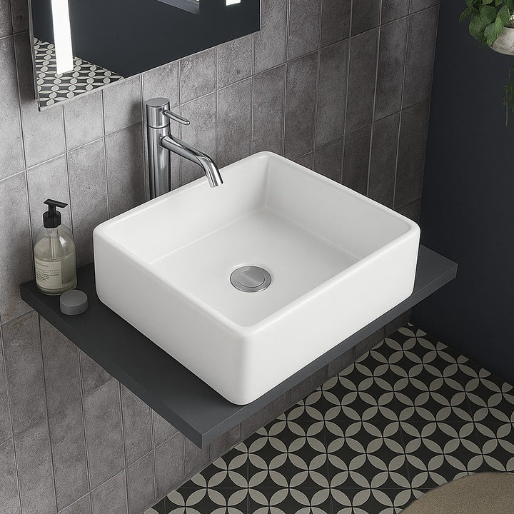 Europa Via 370x370 0th White Ceramic Counter Top Basin A57