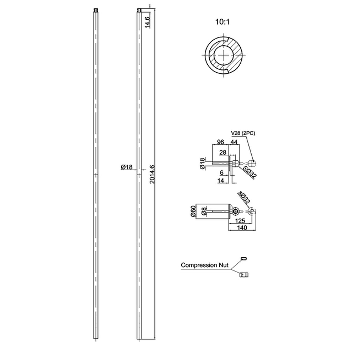 Burlington Chrome Extended Vertical Shower Riser