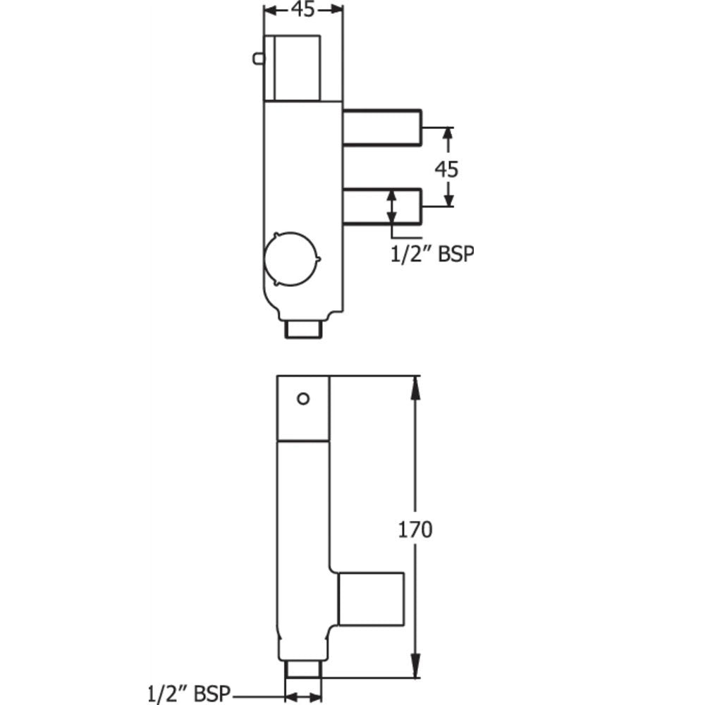 Deva Chrome Vertical L Shaped Bar Shower Valve VVERT01