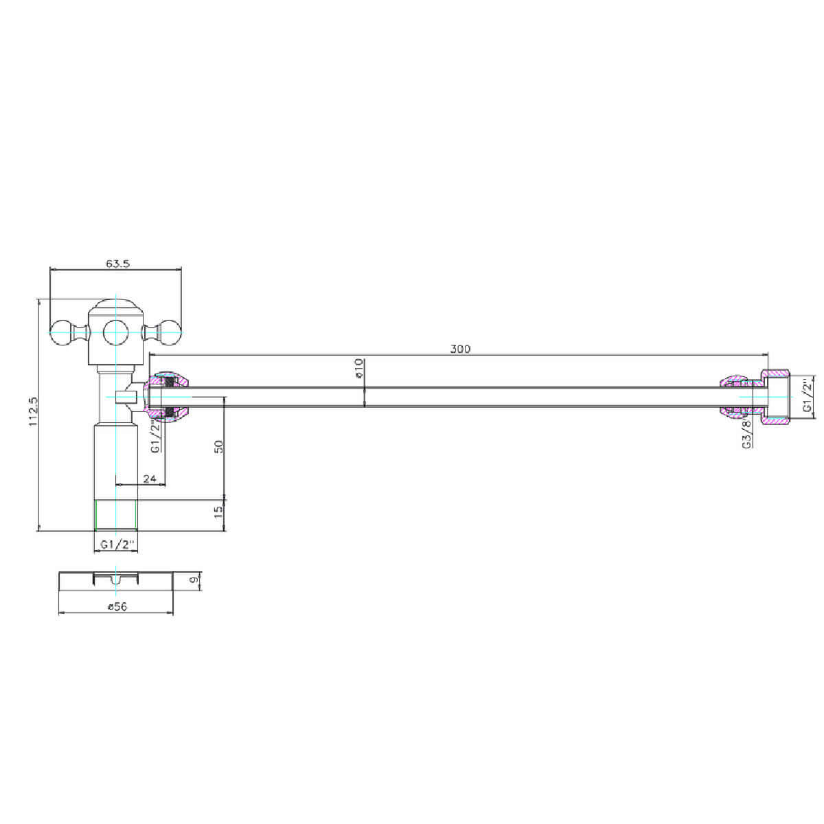 Burlington Toilet Cistern Tank on/off Valve