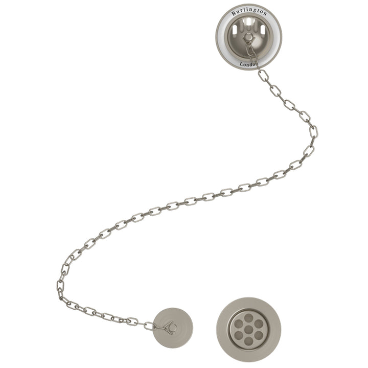 Burlington Brushed Nickel Bath Overflow, Plug & Chain Waste