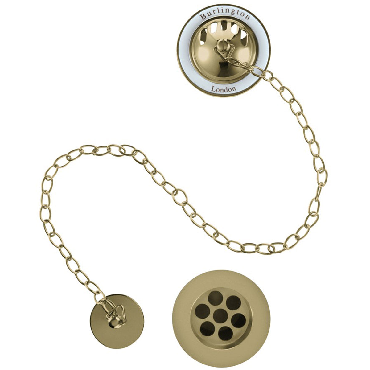 Burlington Gold Bath Overflow, Plug & Chain Waste
