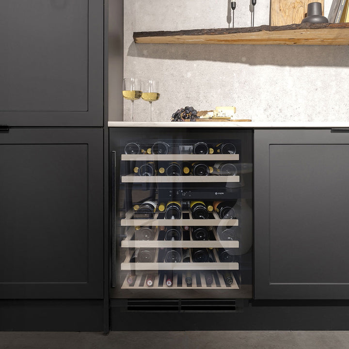 Caple Black Glass Undercounter Dual Zone Wine Cooler