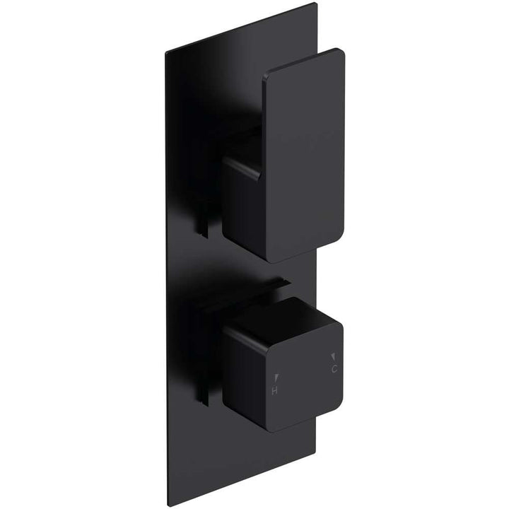 Nuie Windon Matt Black Twin Thermostatic Shower Valve - WIN4TW01