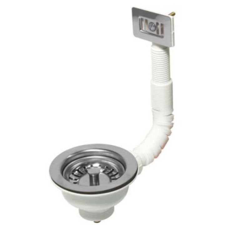 Rangemaster Chrome 1.0 Bowl 90mm Basket Strainer Waste & Overflow Kit