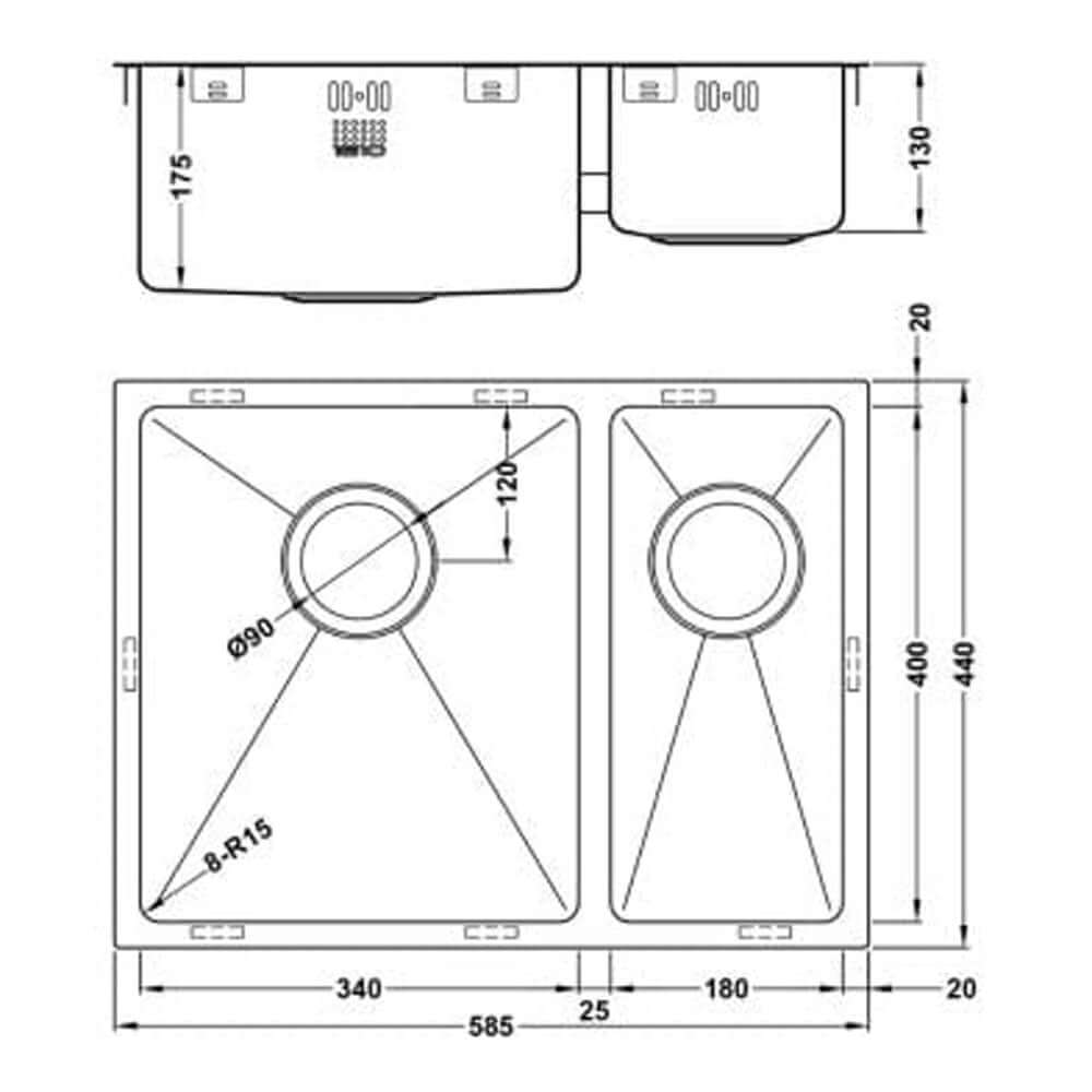 The 1810 Company Zenduo15 340/180U BBL 1.5 Bowl Undermount Kitchen Sink & Waste