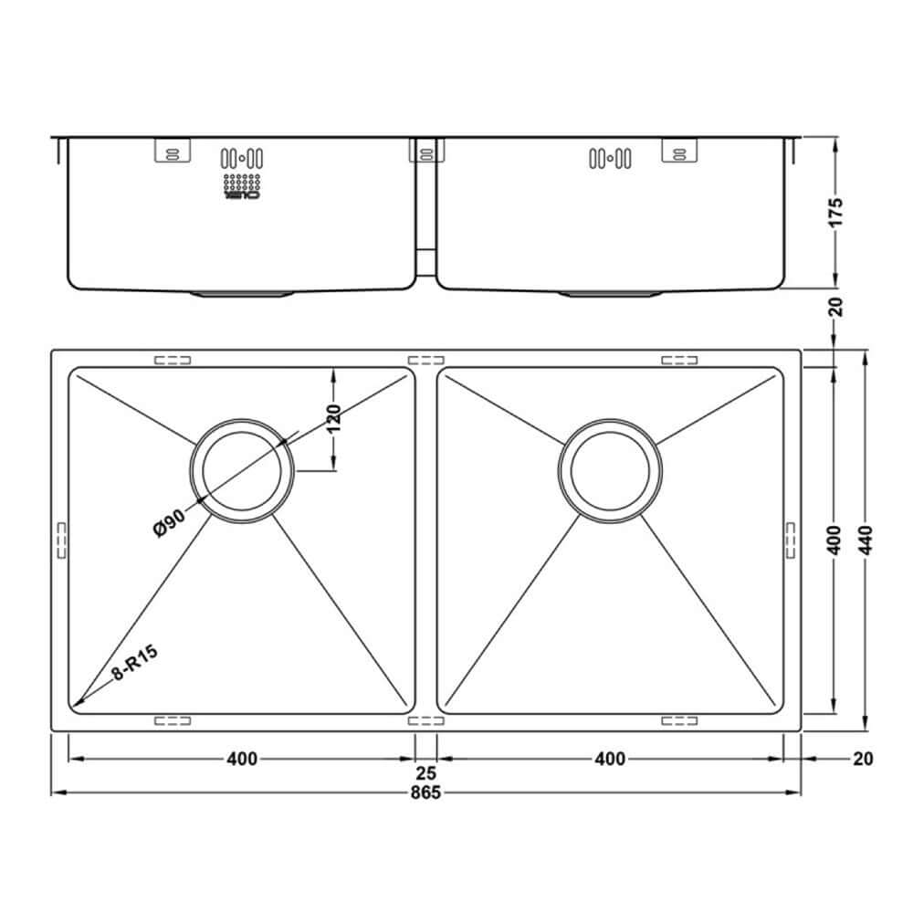 The 1810 Company Zenduo15 400/400U 1.5 Bowl Undermount Kitchen Sink & Waste
