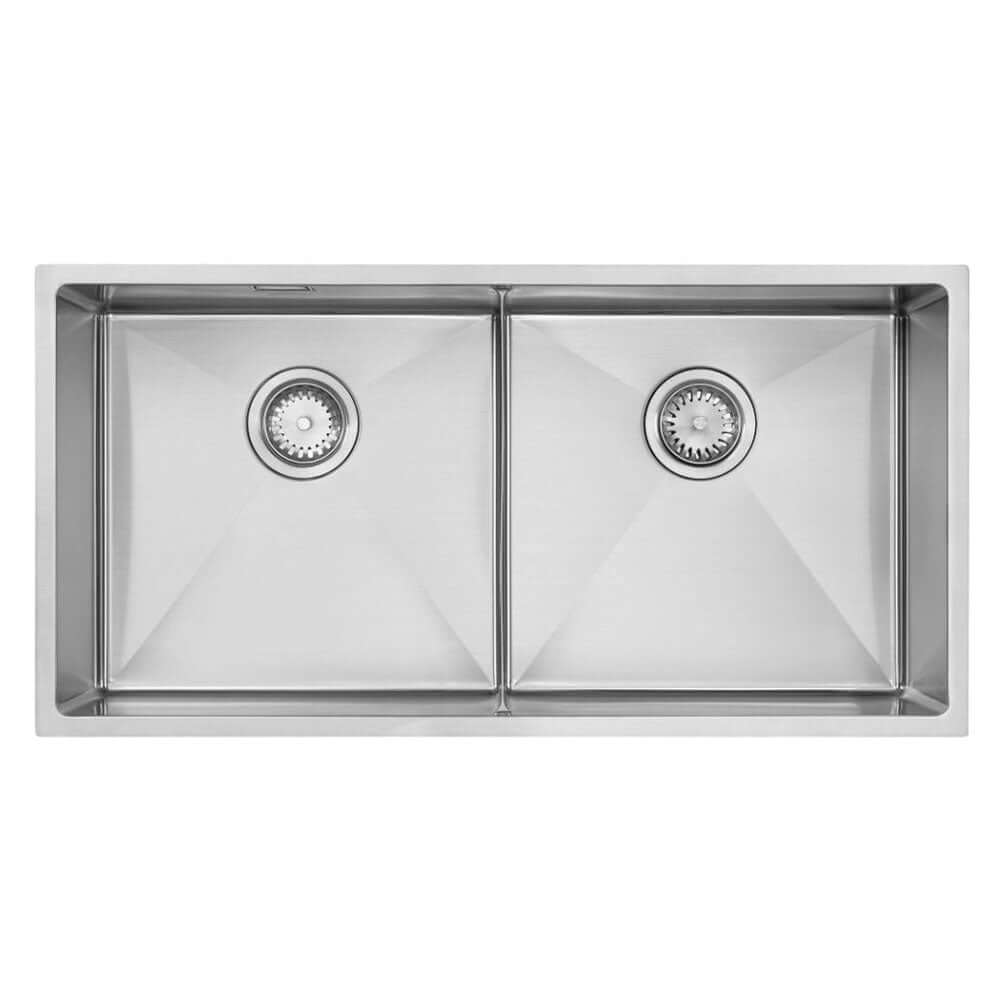 The 1810 Company Zen10 Slim Bridge 411/411U 2 Bowl Stainless Steel Kitchen Sink & Waste
