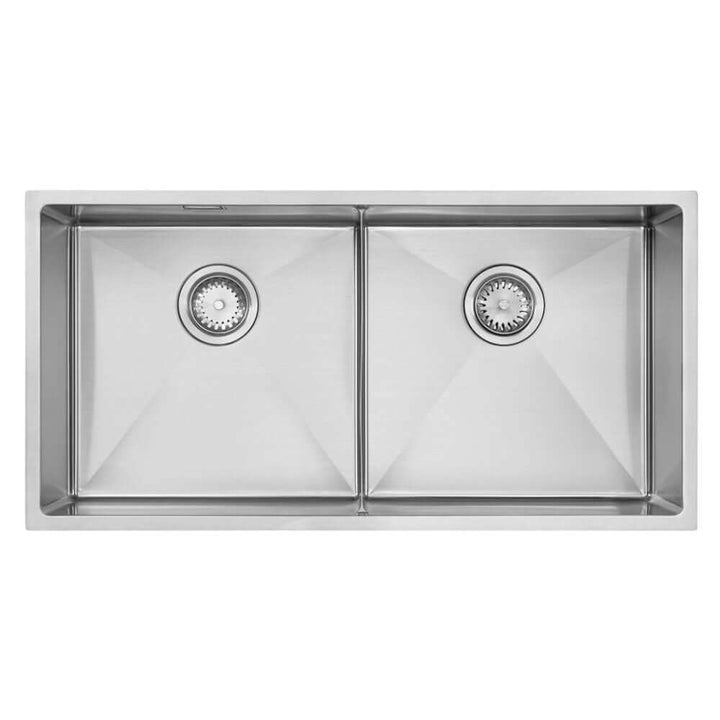 The 1810 Company Zen10 Slim Bridge 411/411U 2 Bowl Stainless Steel Kitchen Sink & Waste