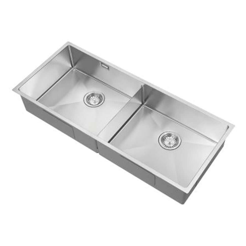 The 1810 Company Zen10 Slim Bridge 500/500U 2 Bowl Stainless Steel Kitchen Sink & Waste
