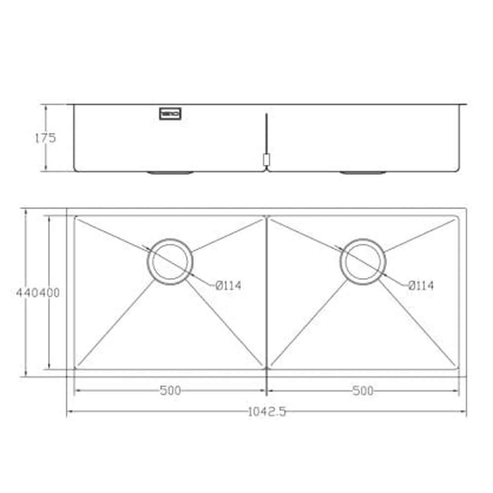 The 1810 Company Zen10 Slim Bridge 500/500U 2 Bowl Stainless Steel Kitchen Sink & Waste